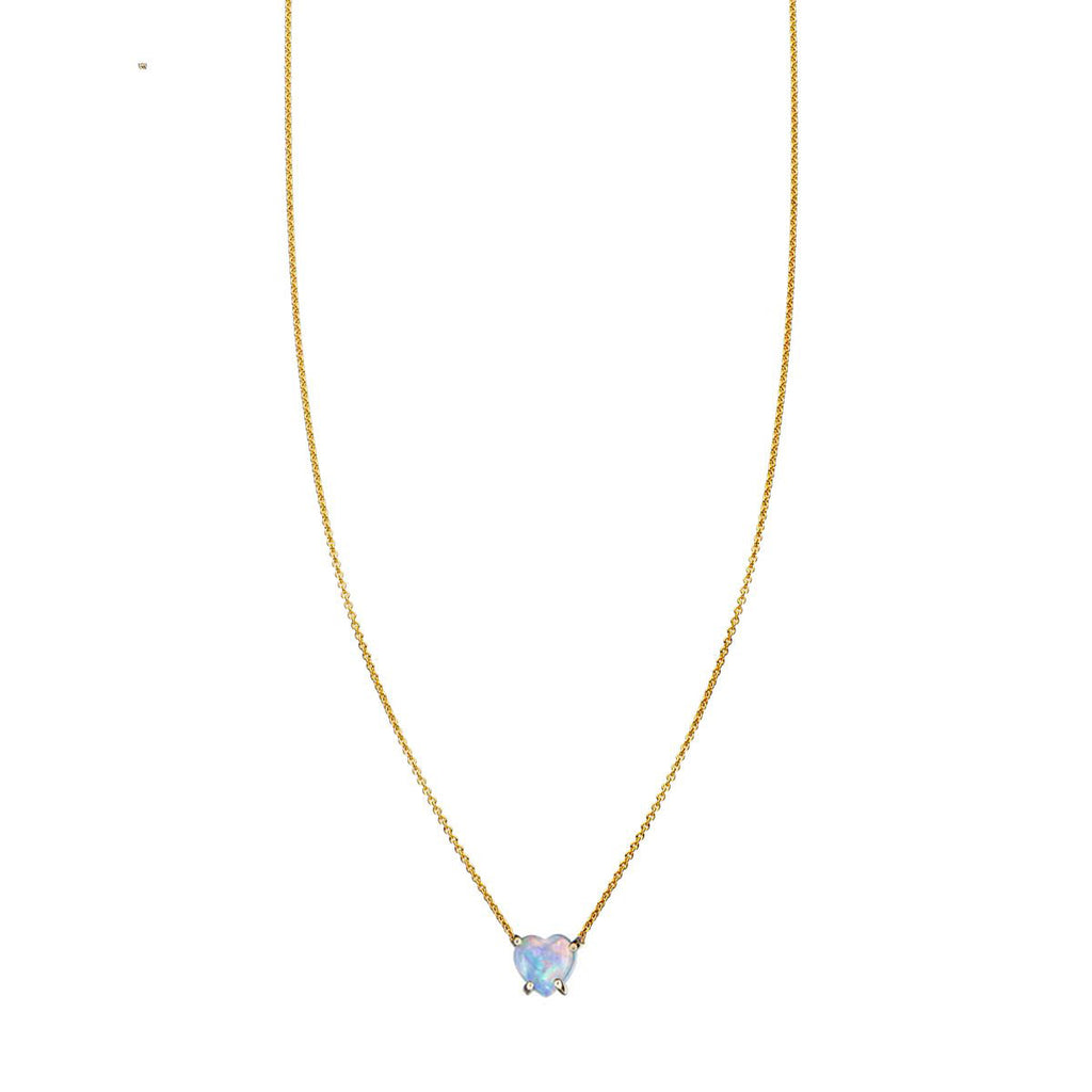 Opal heart pendant necklace - iridescent gemstone charm for romantic ethereal style