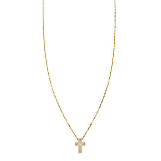 opal inlaid cross necklace