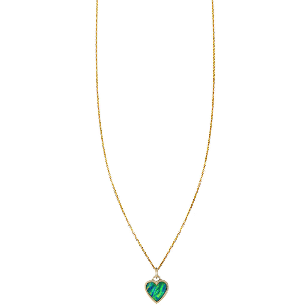 opal inlaid large heart necklace