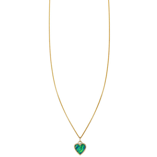 opal inlaid large heart necklace
