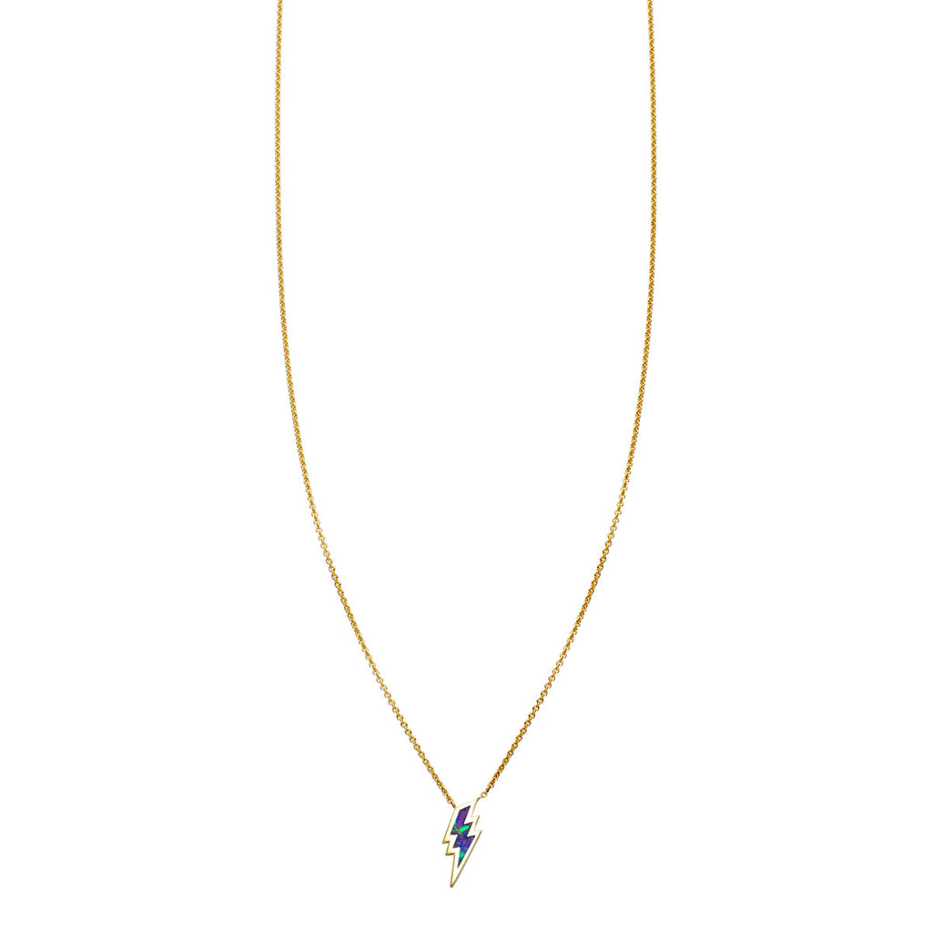 opal inlaid lightning bolt necklace PRN 259 OP