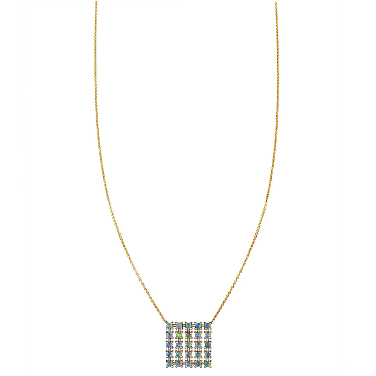 opal square pendant necklace PRN 528 OP