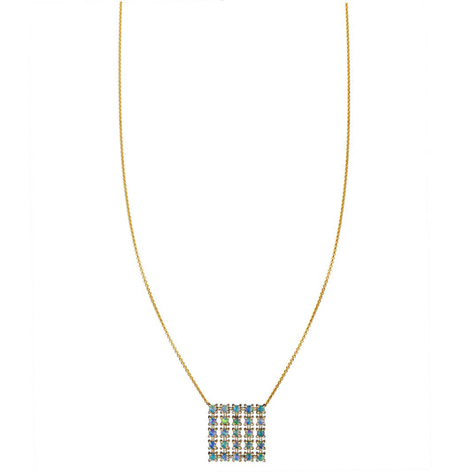 opal square pendant necklace PRN 528 OP