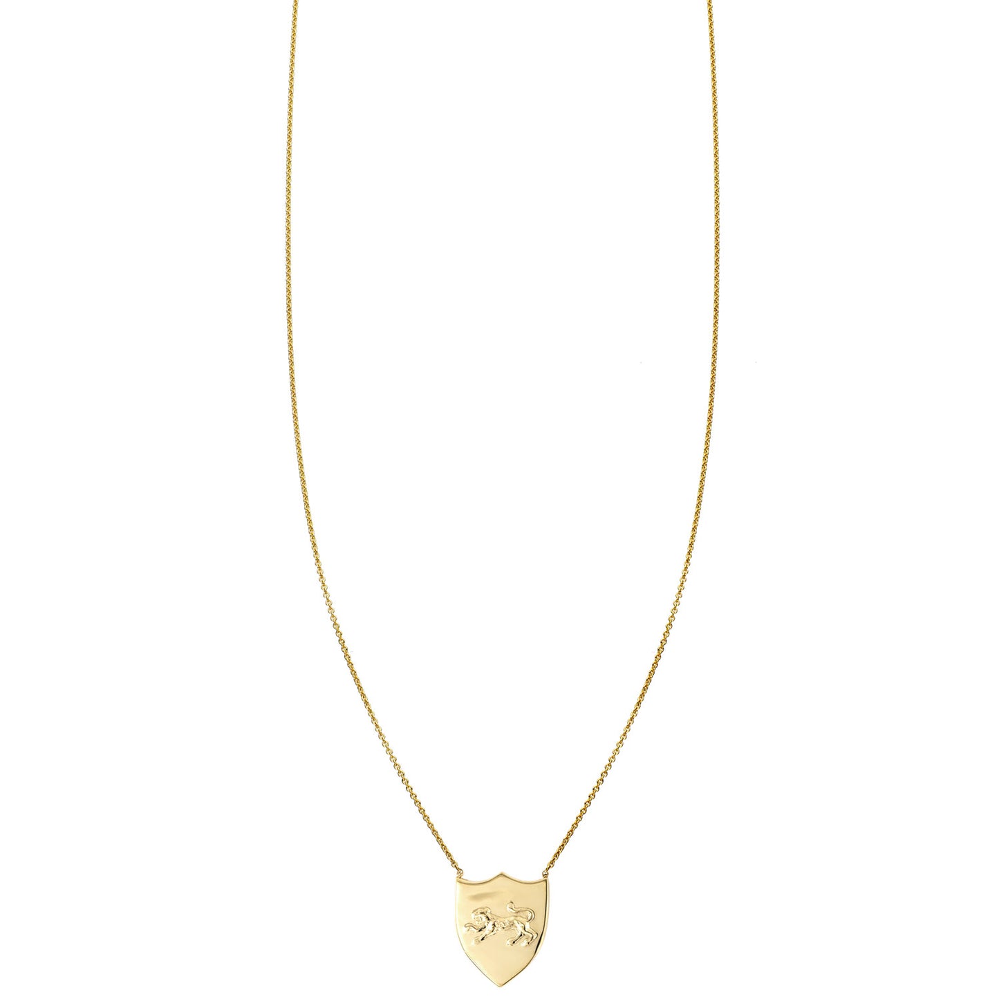 panther shield tiny charm light necklace in yellow gold PRN 271 14KY