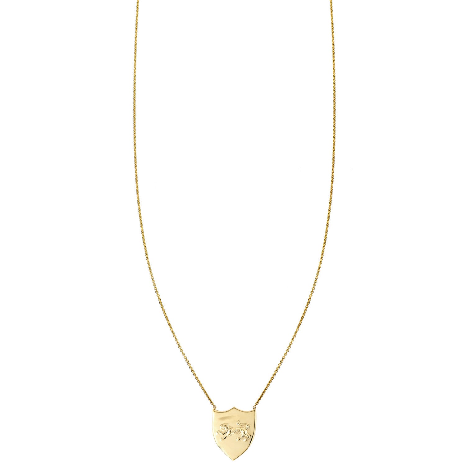 panther shield tiny charm light necklace in yellow gold PRN 271 14KY