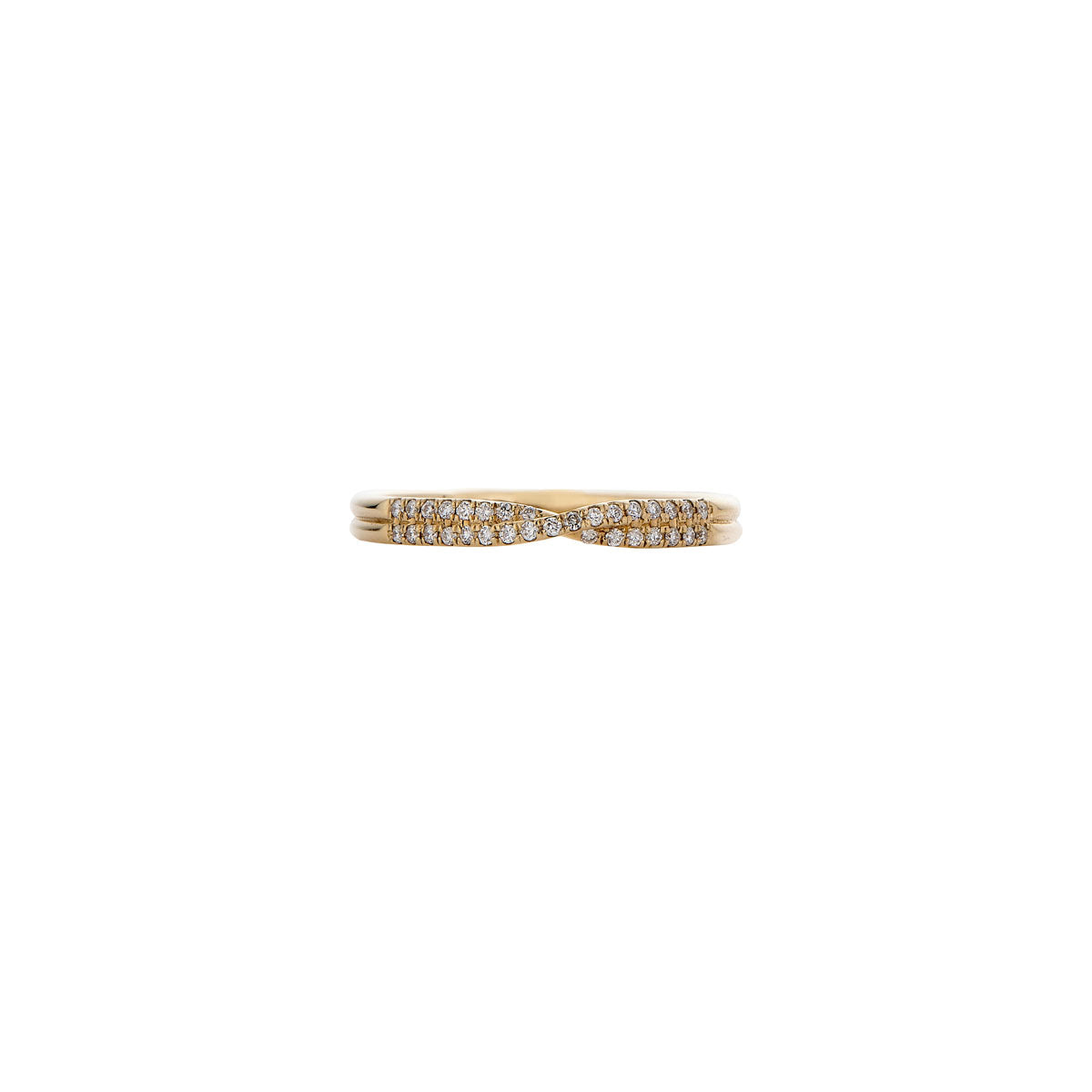 pave diamond crossover gold ring