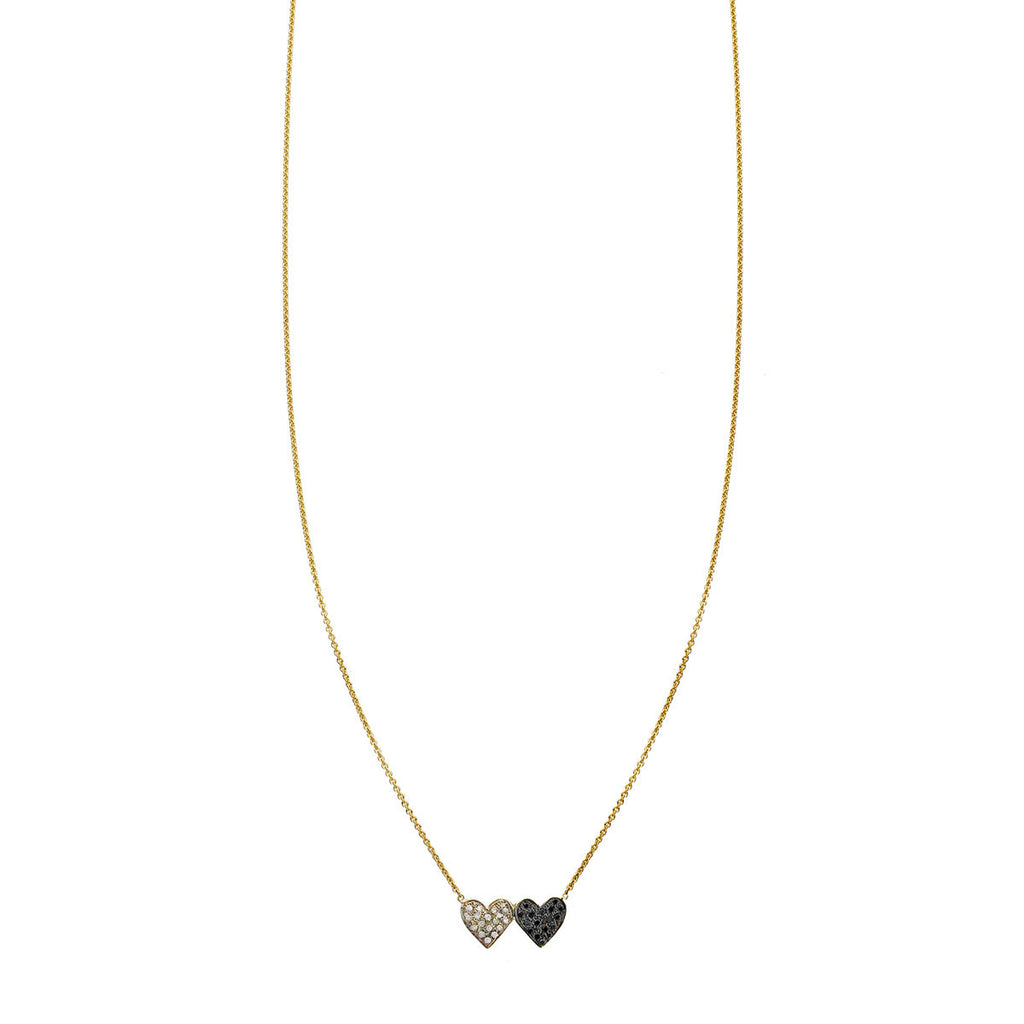 pave diamond double heart necklace PRN247 14KY