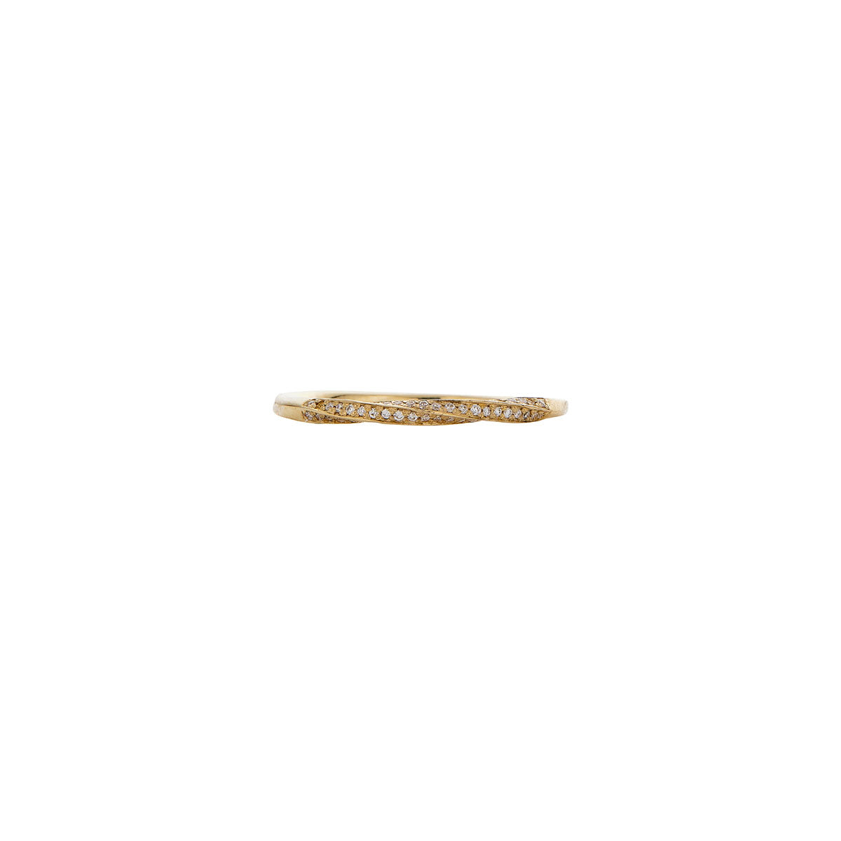pave diamond twisted gold band ring