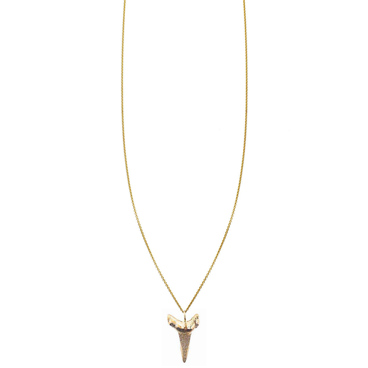 pave gold sharks tooth charm necklace PRN290 14ky