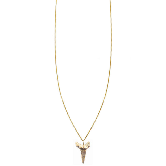 pave gold sharks tooth charm necklace PRN290 14ky
