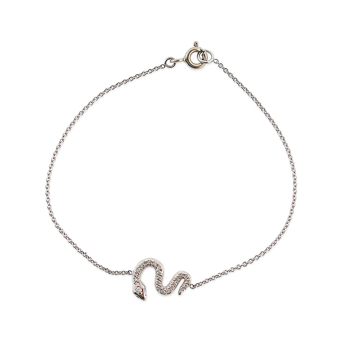 pave white 14 gold and diamond snake charm bracelet PRB 004