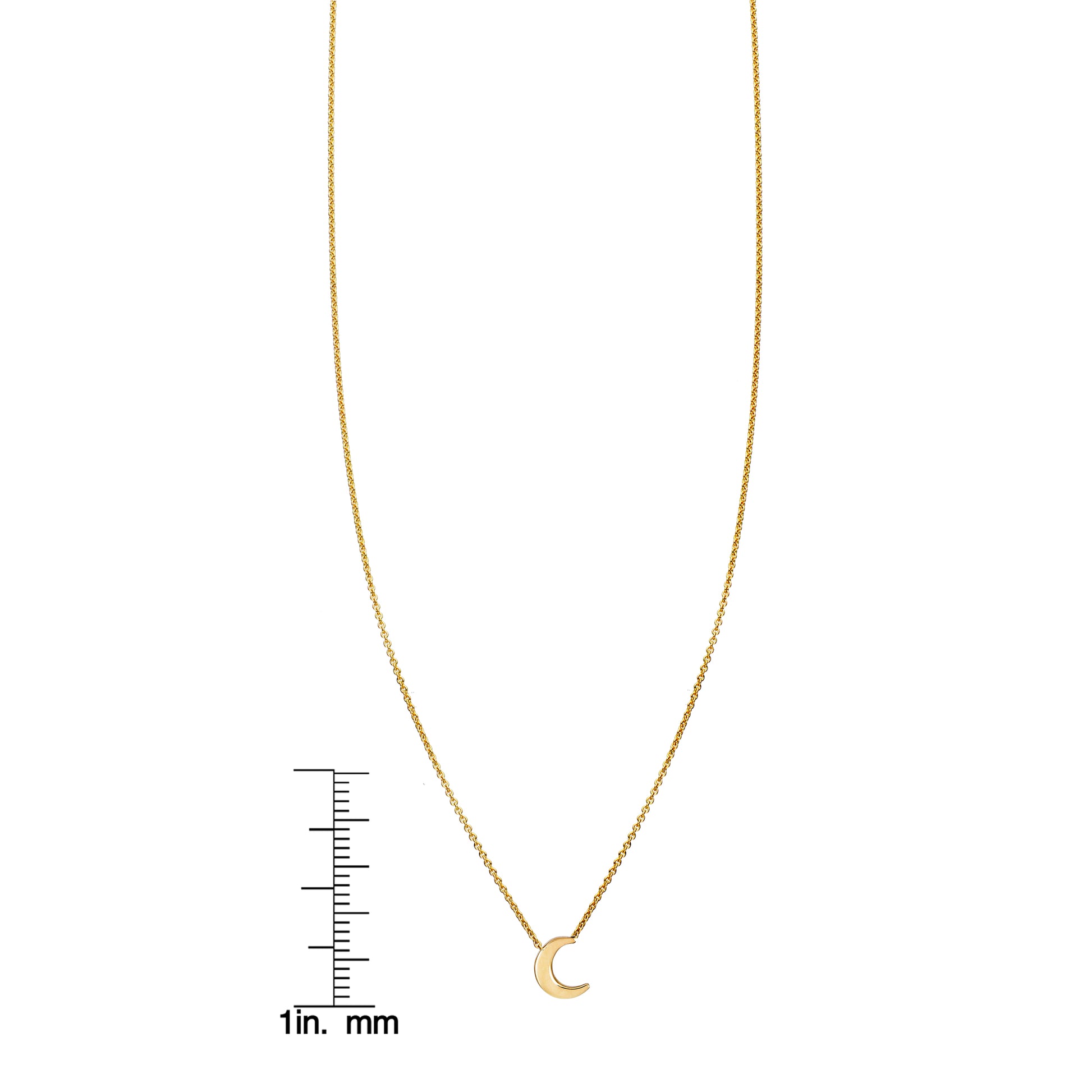 petite gold moon necklace with ruler