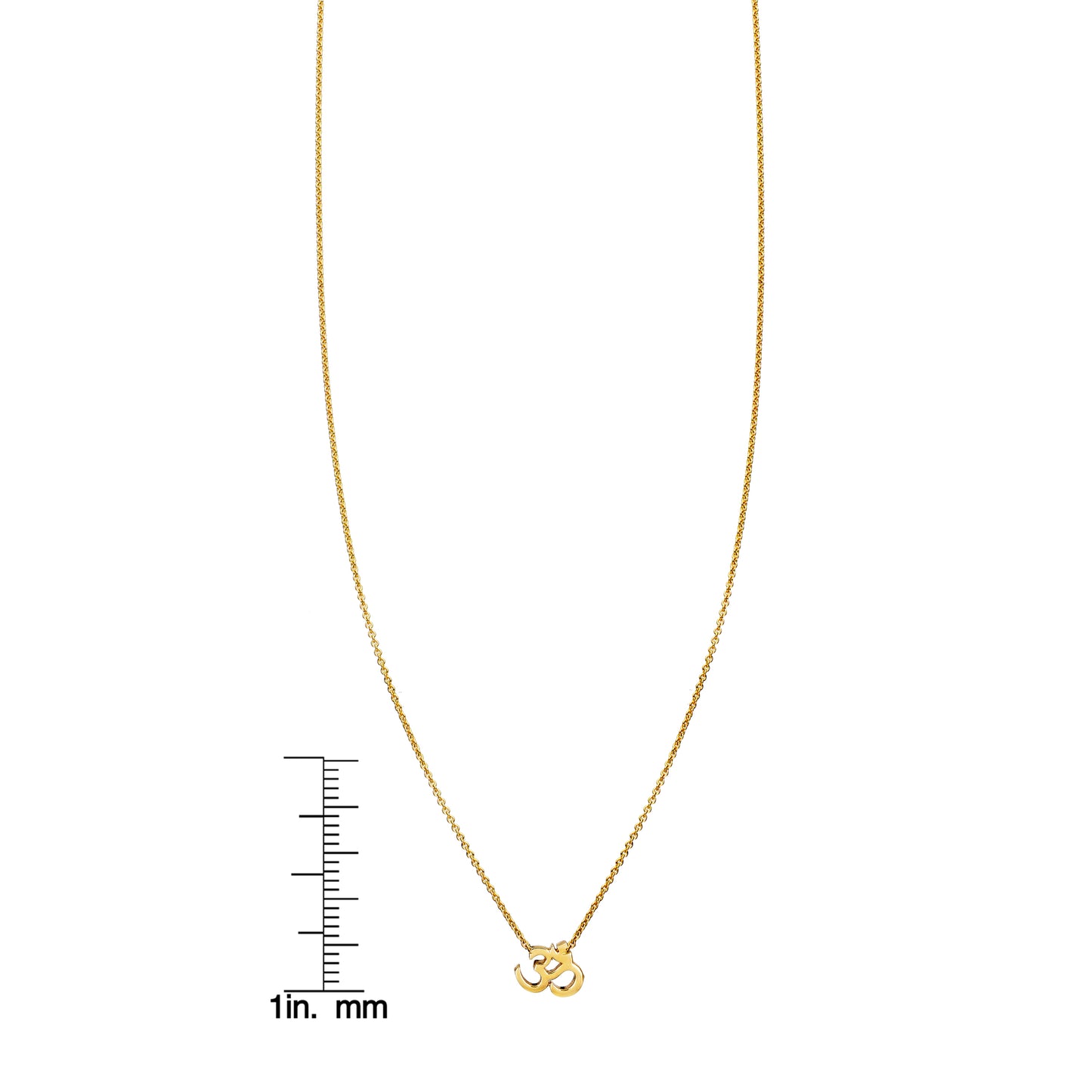 petite gold ohm necklace with ruler