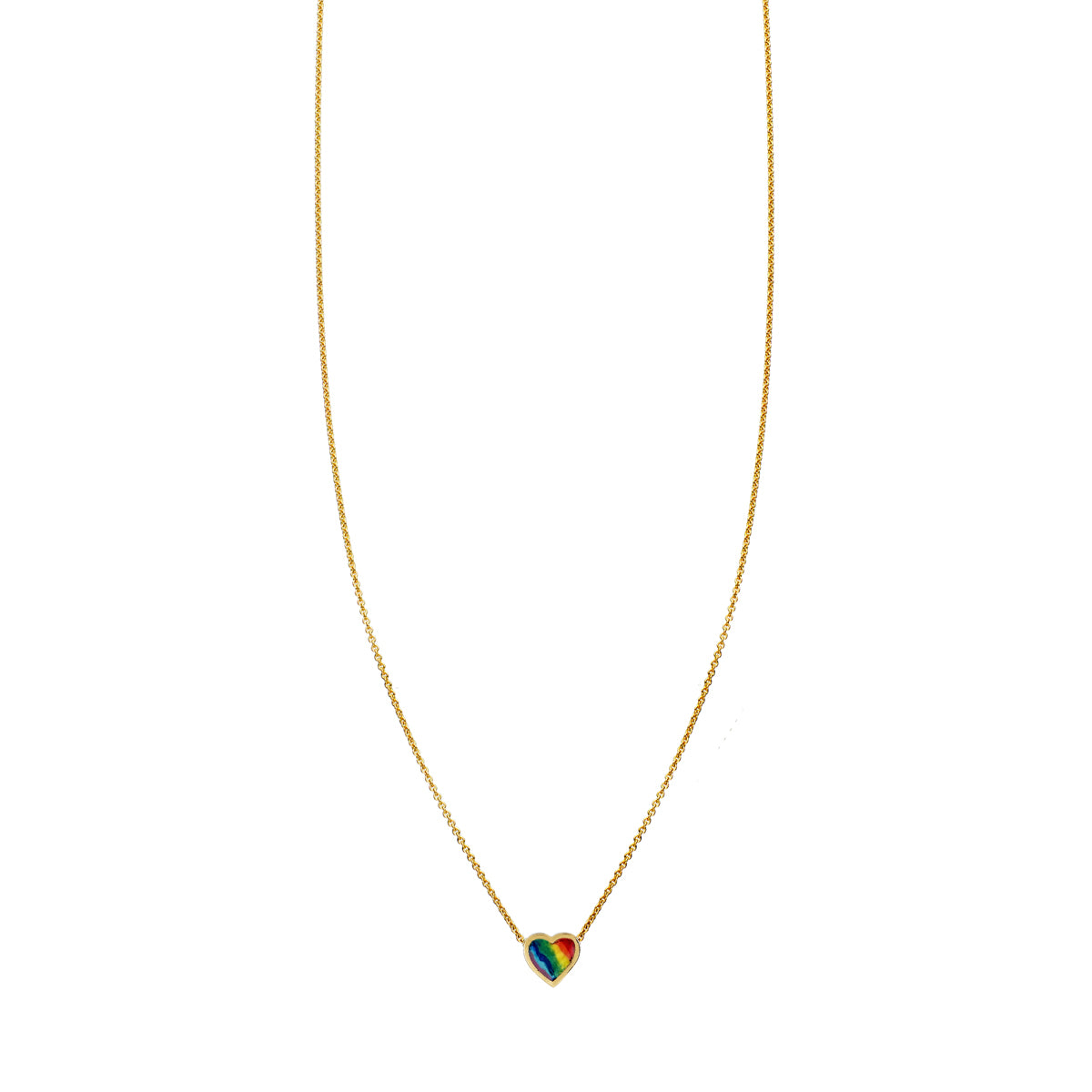 rainbow enamel heart necklace _1