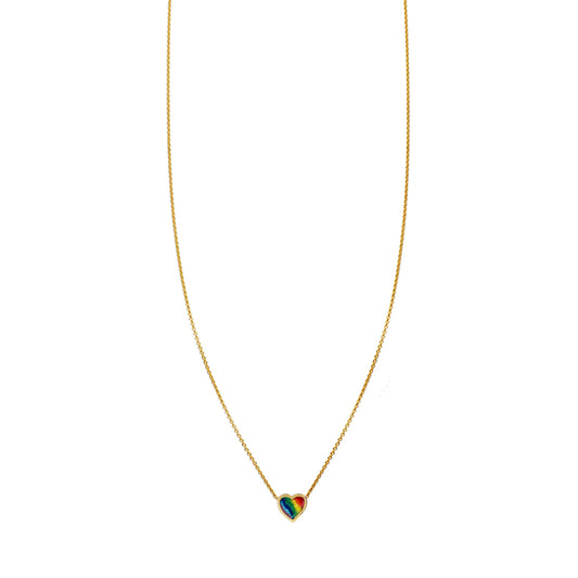 rainbow enamel heart necklace _1