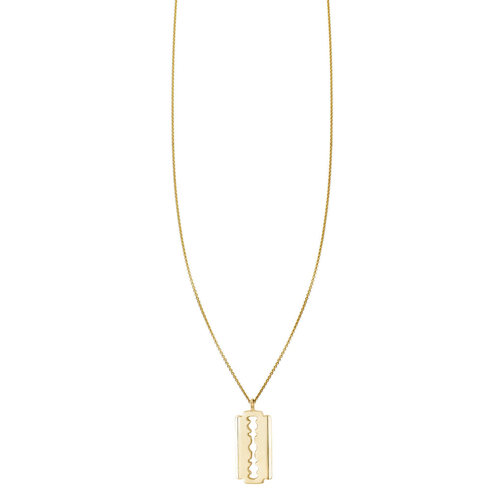 razor blade tiny charm light necklace PRN 254 14KY