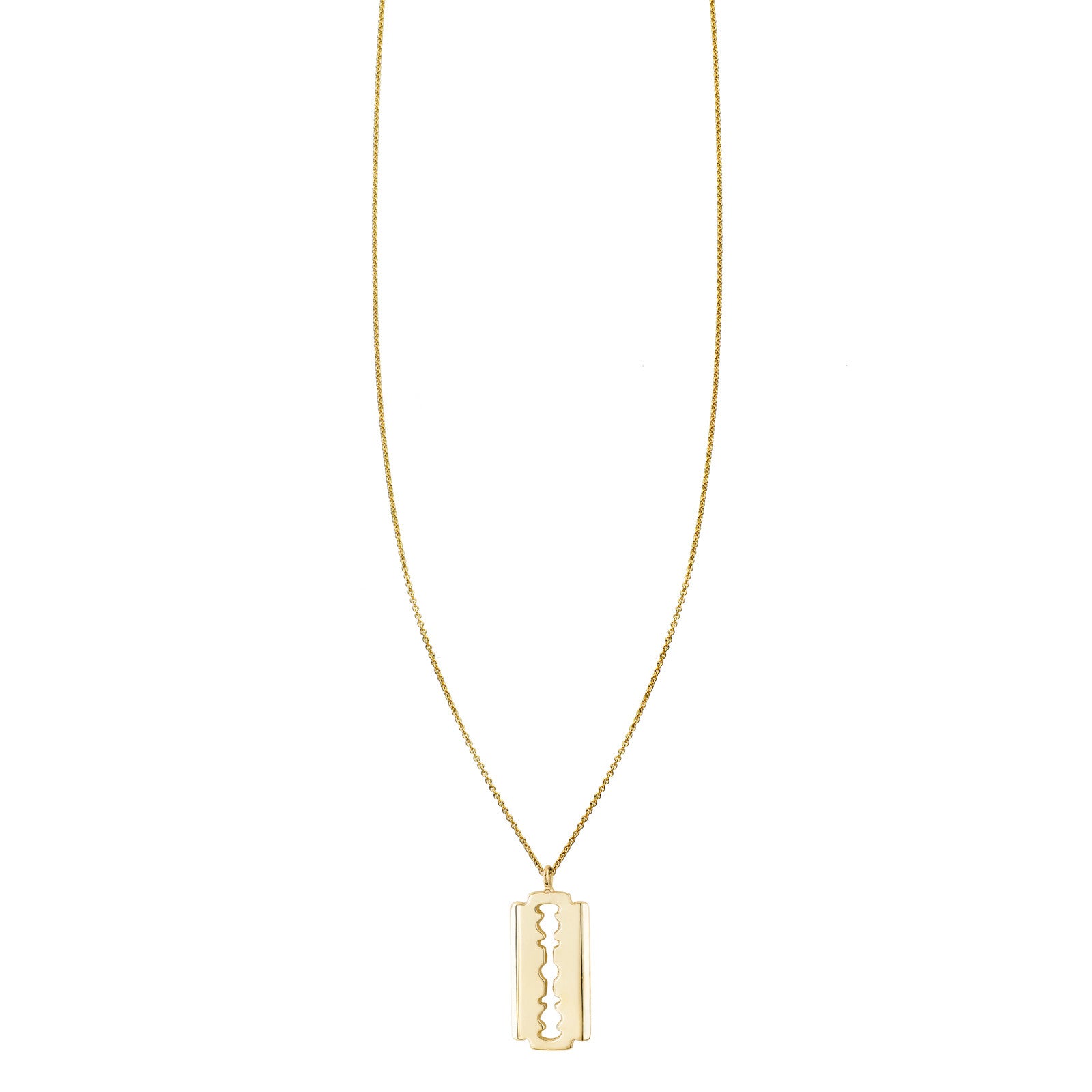 razor blade tiny charm light necklace PRN 254 14KY