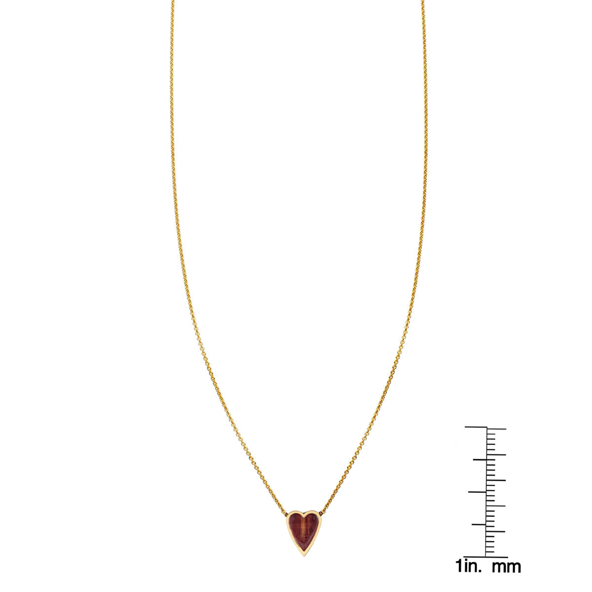 red tiger_s eye inlay long heart necklace with ruler