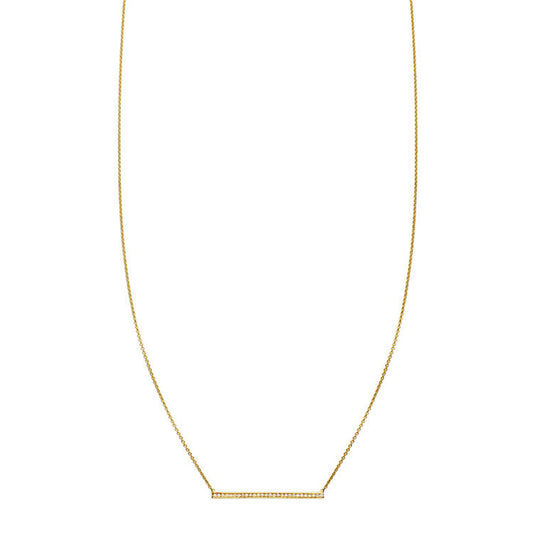 Gold pave' diamond bar pendant necklace for women