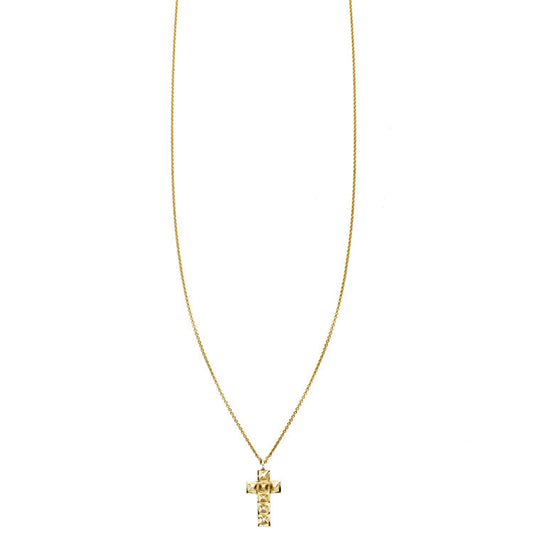 Gold spike cross charm necklace for women