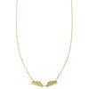 Gold pave' diamond angel wings pendant necklace