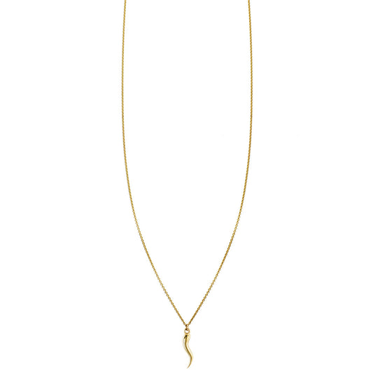 small gold italian horn womens necklace PRN 012