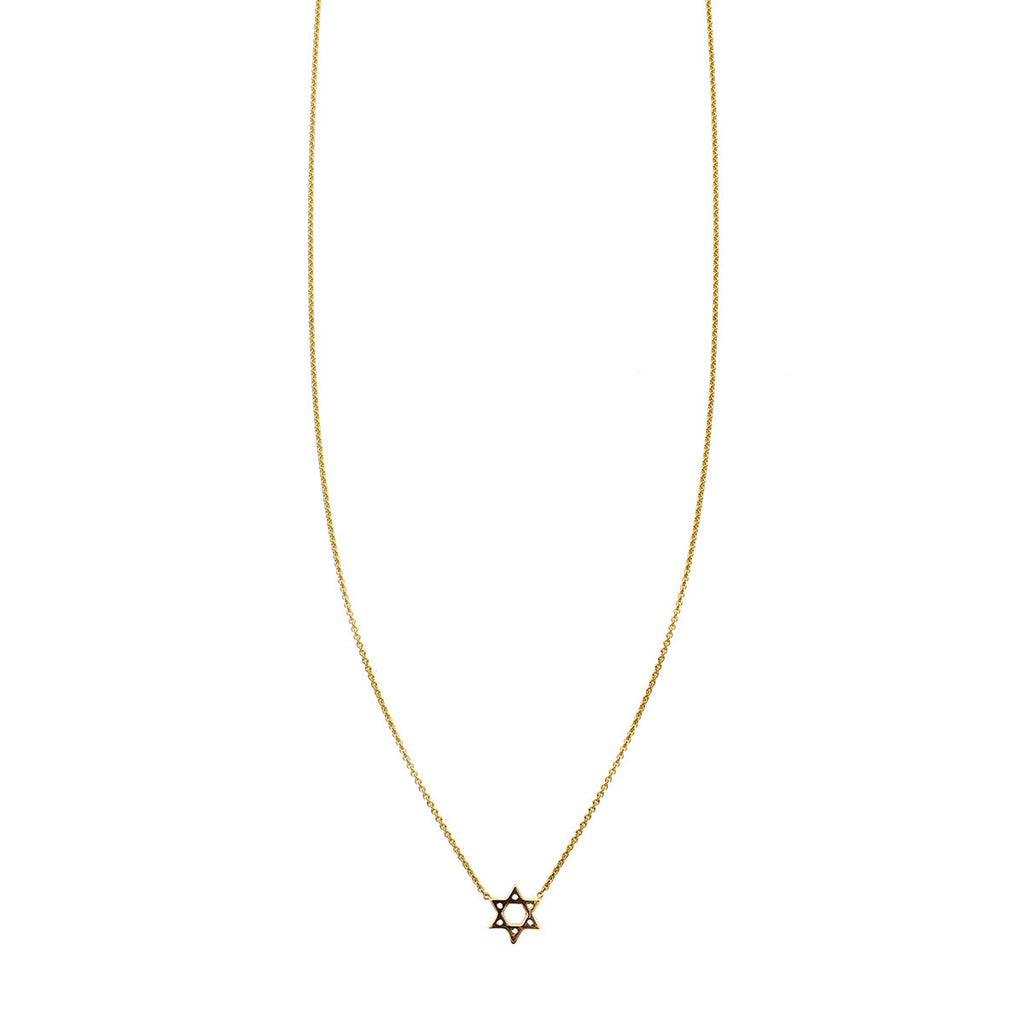 small gold jewish star of david womens charm necklace PRN 016