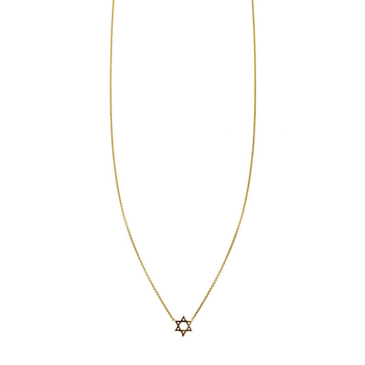 small gold jewish star of david womens charm necklace PRN 016