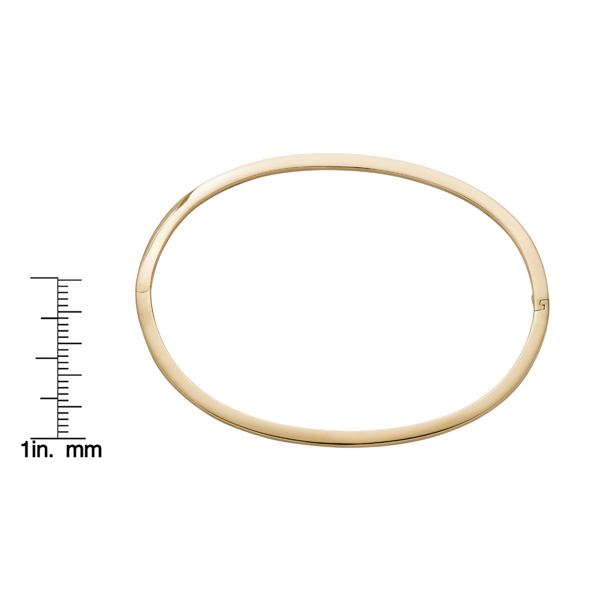 solid gold hinged bangle bracelet side view size