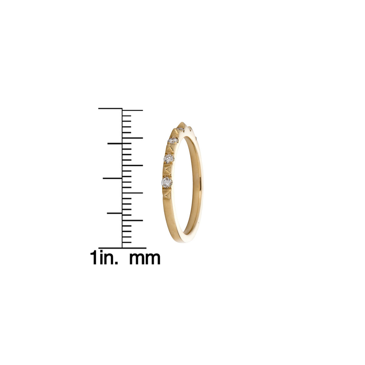 spikes diamond gold ring side view measurement