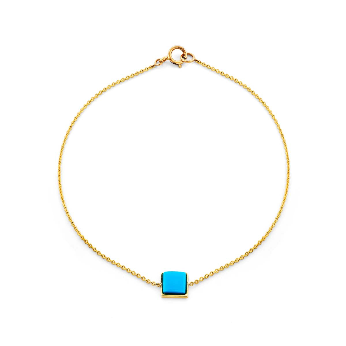 square cabochon turquoise gold bracelet prb 058 14ky