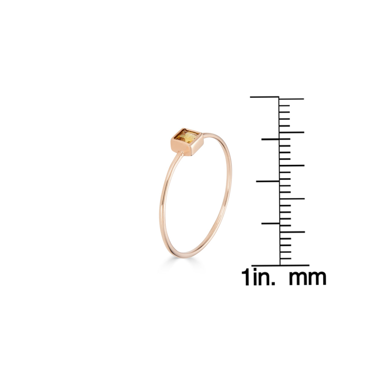 square cut citrine ring side scale