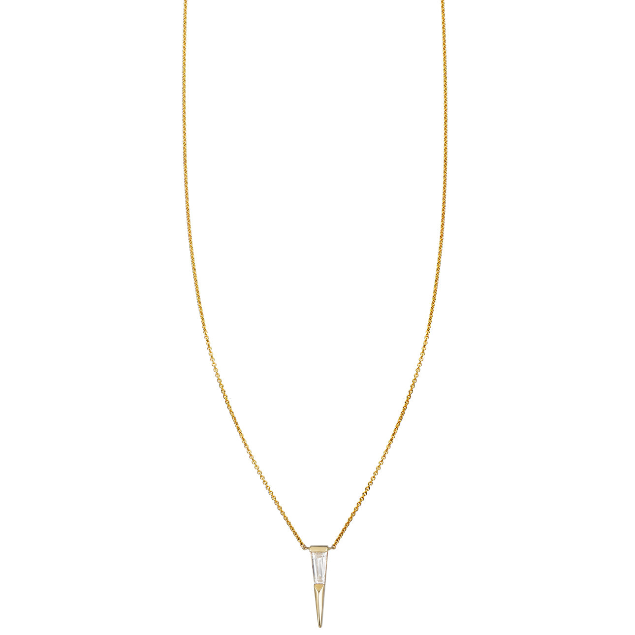 tapered baguette diamond spike necklace PRN055
