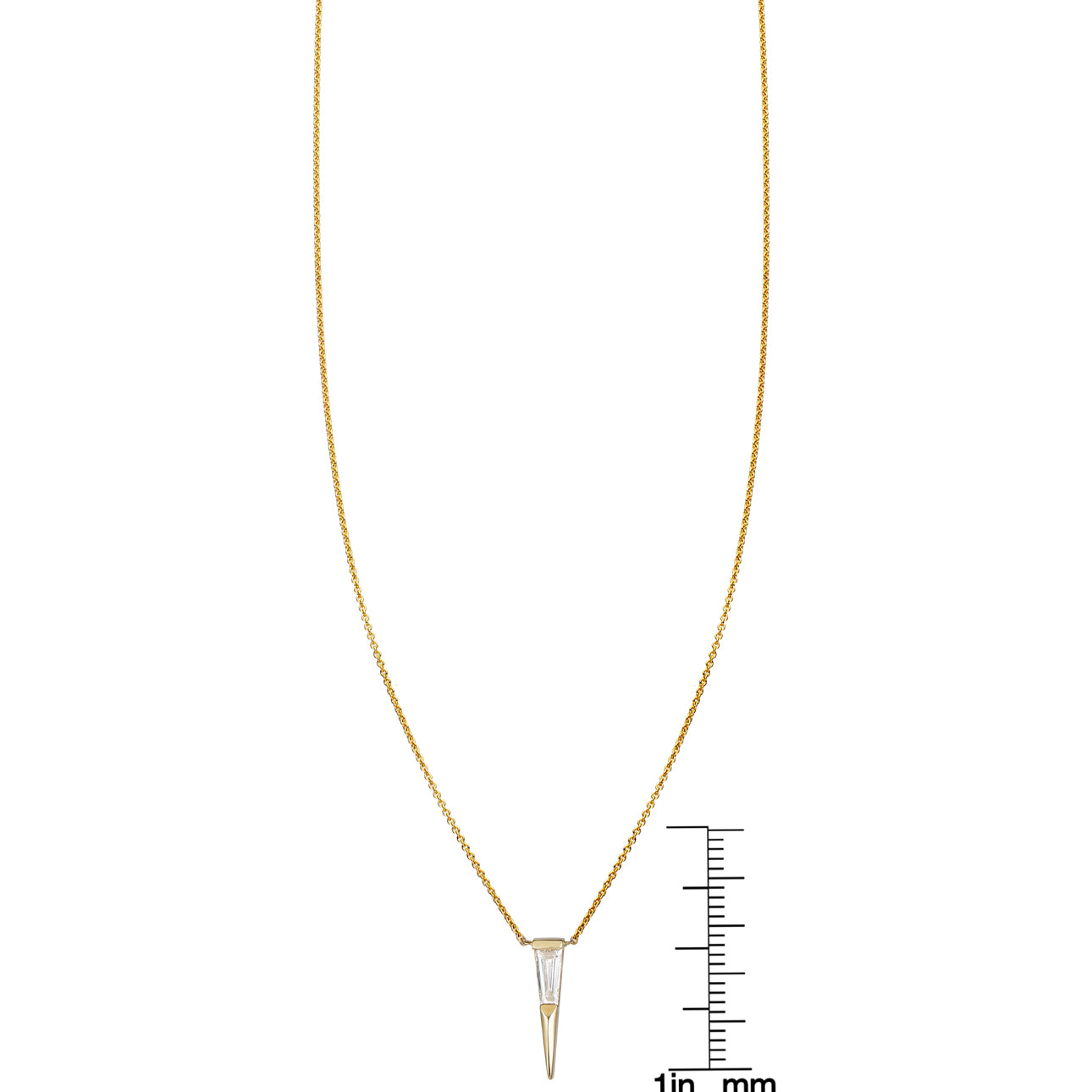 tapered baguette diamond spike necklace PRN055_1