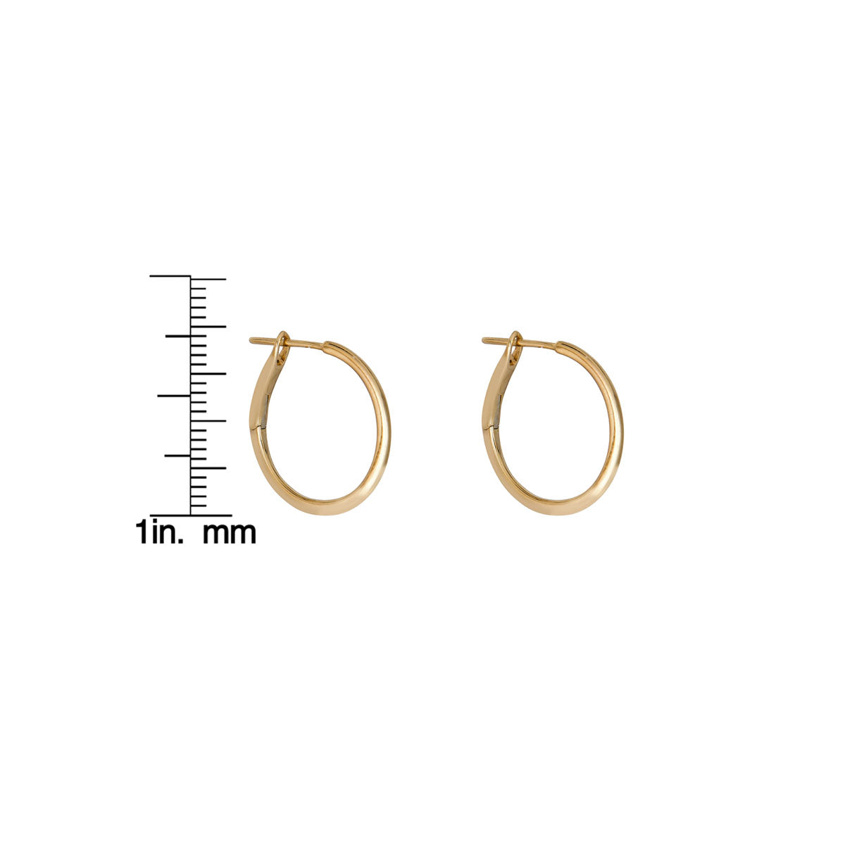 three quarters inch gold skinny gold hoop earrings side view