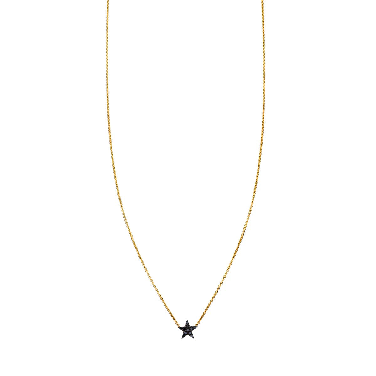 tiny black diamond gold star necklace prn 489 bd