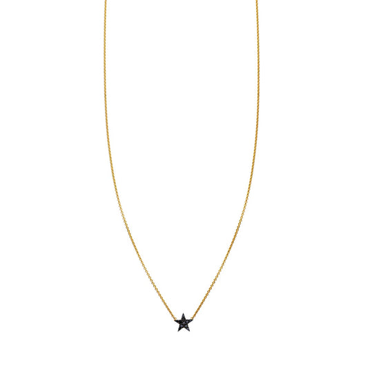 tiny black diamond gold star necklace prn 489 bd