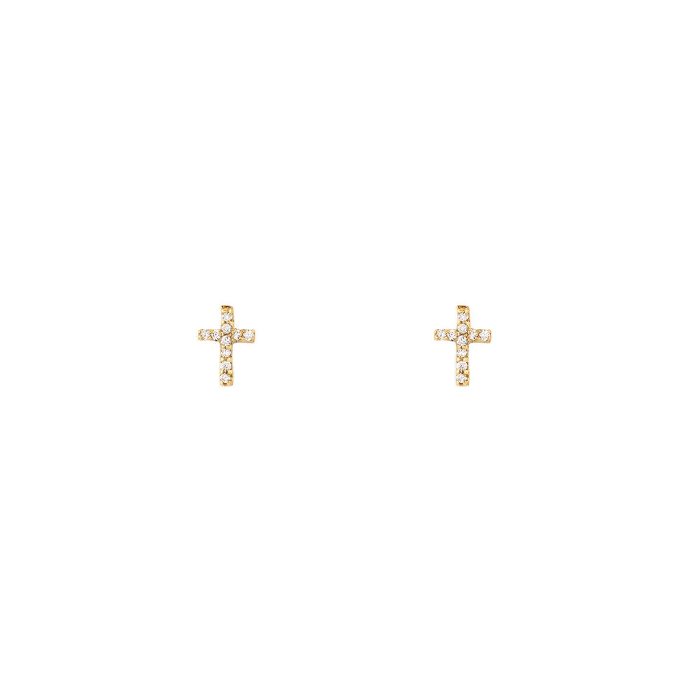 tiny diamond cross earrings PRE 392 14KY_d1895900 1d7a 4020 bd96 b3c6b34ccdbe