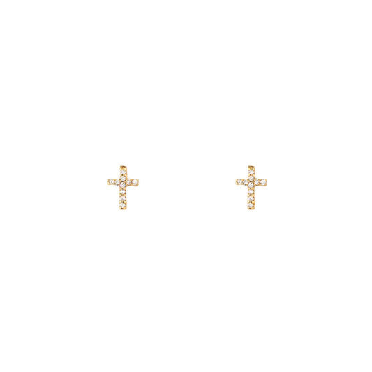 tiny diamond cross earrings PRE 392 14KY_d1895900 1d7a 4020 bd96 b3c6b34ccdbe