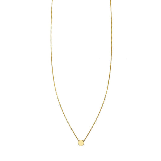Tiny dot gold necklace in 14k yellow gold by Phoenix Roze, dainty minimalist pendant on delicate chain
