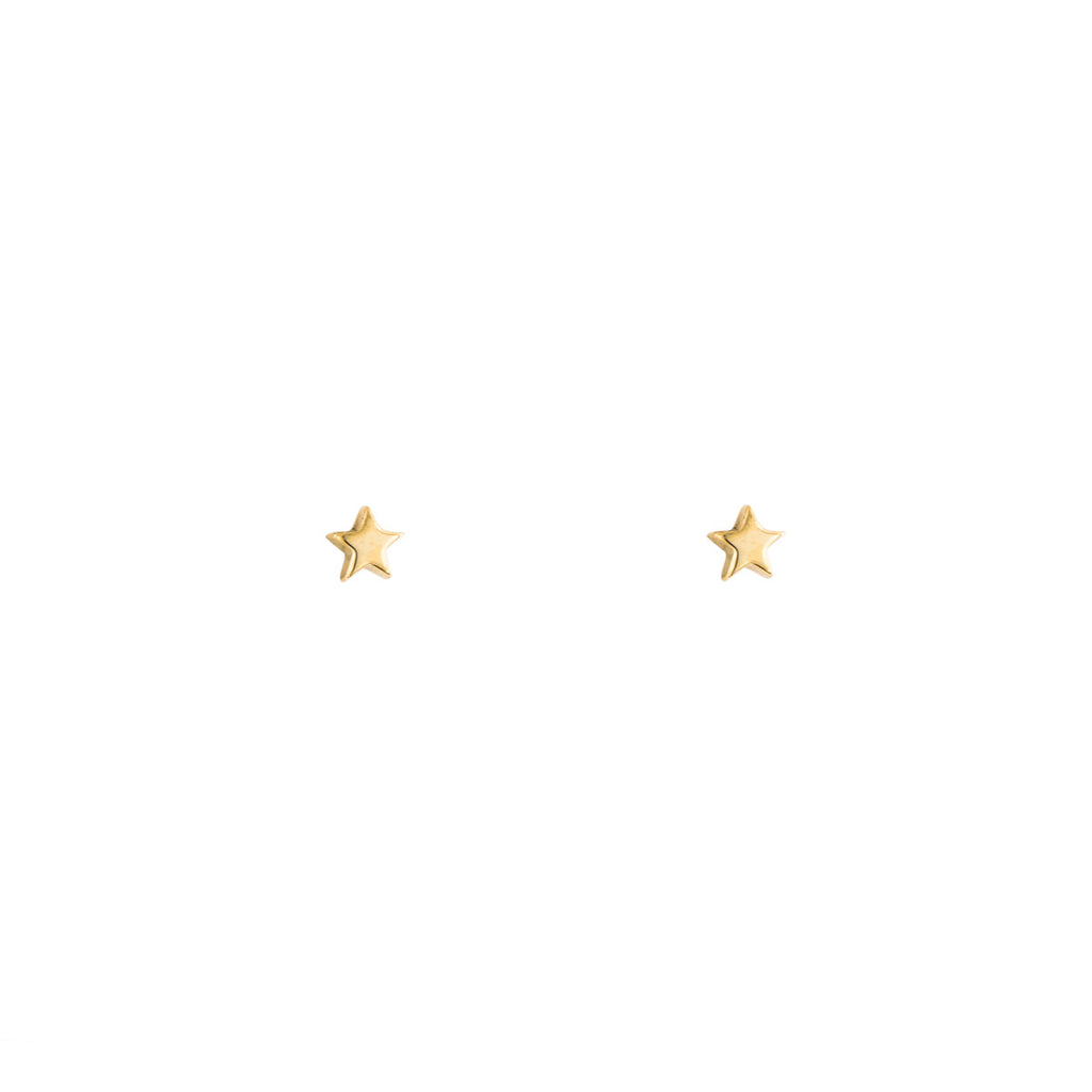 tiny gold star stud earrings PRE 426 14KY