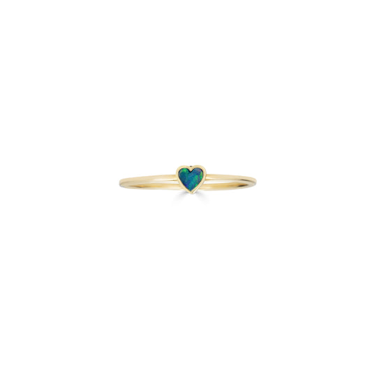 tiny opal inlaid heart ring