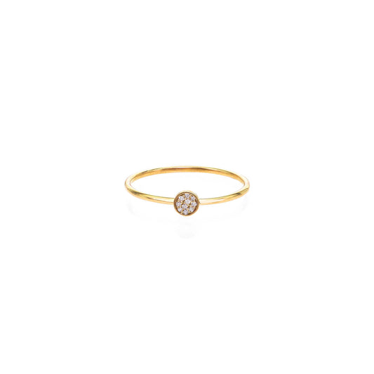 tiny pave diamond disc ring PRR075