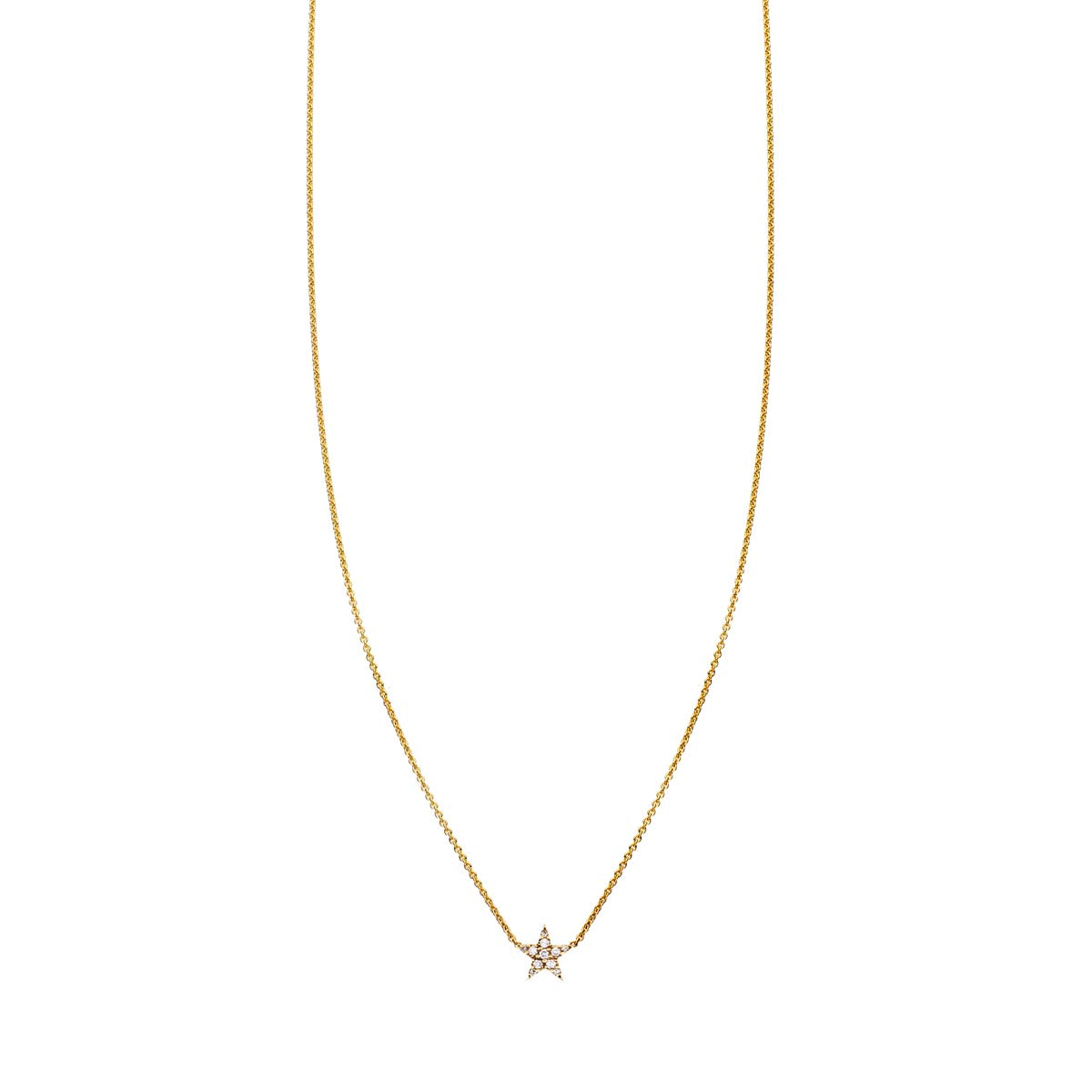 tiny white diamond gold star necklace prn 287 wd