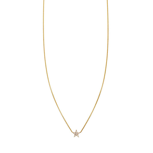 tiny white diamond gold star necklace prn 287 wd