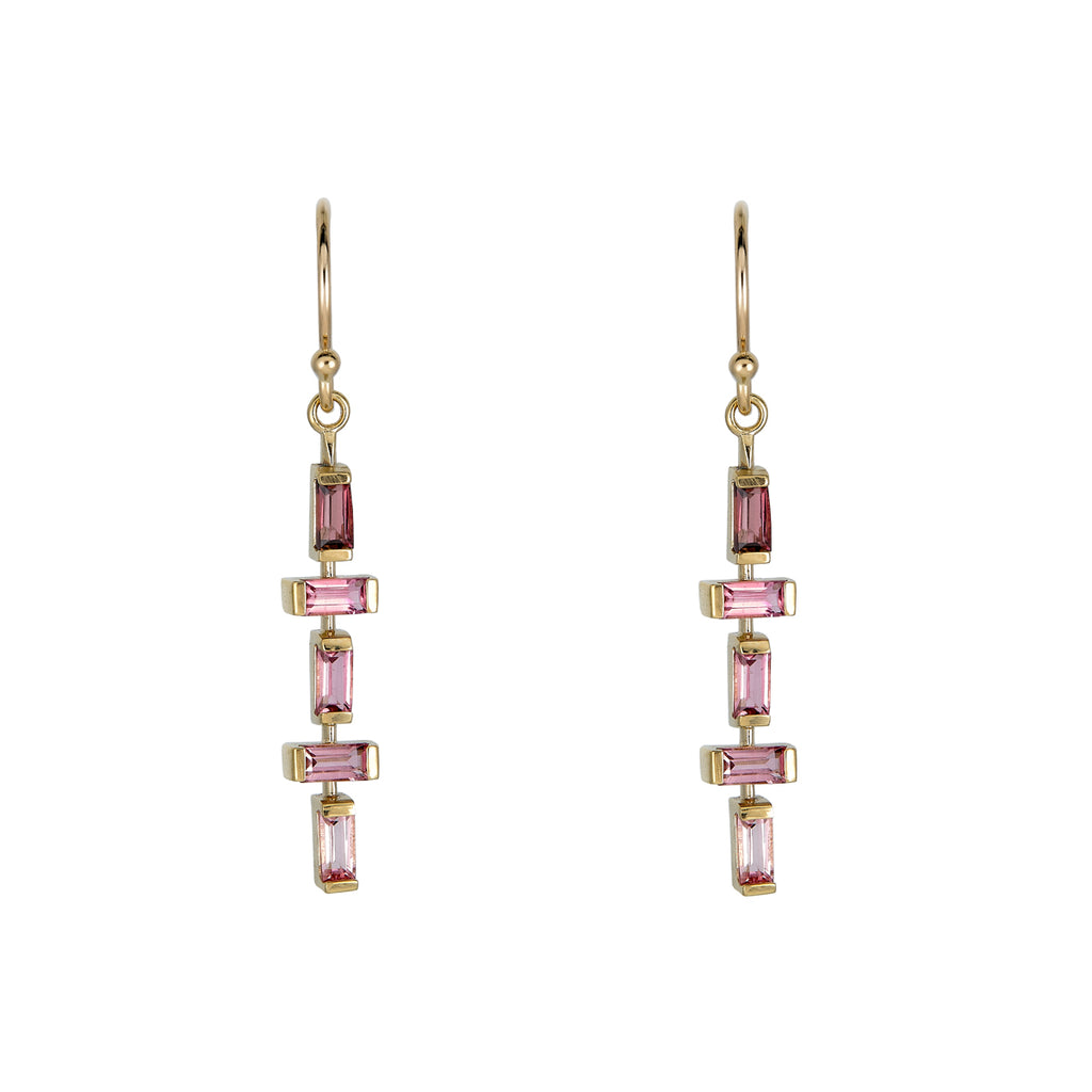 tourmaline baguette pendulum earrings