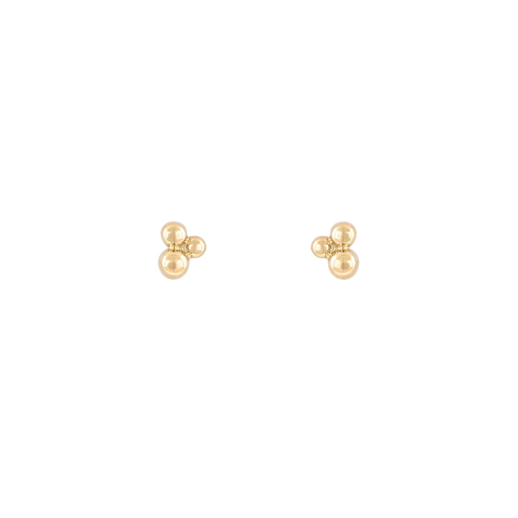 triple bubble gold stud earrings PRE 409 14KY