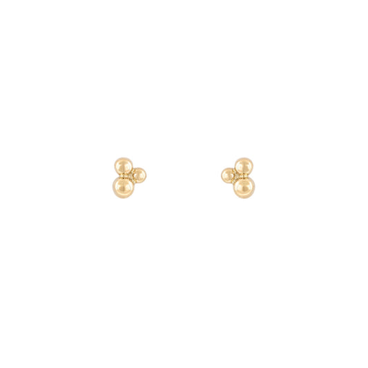 triple bubble gold stud earrings PRE 409 14KY