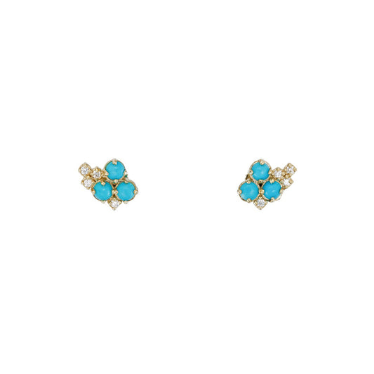 turquoise diamond bubble stud earrings