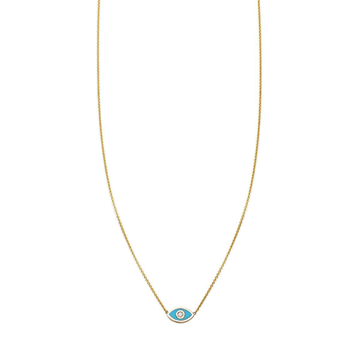 Turquoise diamond evil eye necklace - protective charm with sparkling blue elegance